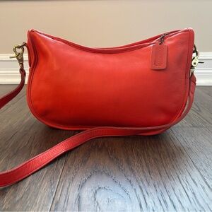 Vintage 1980s Coach Red Leather Shoulder Bag